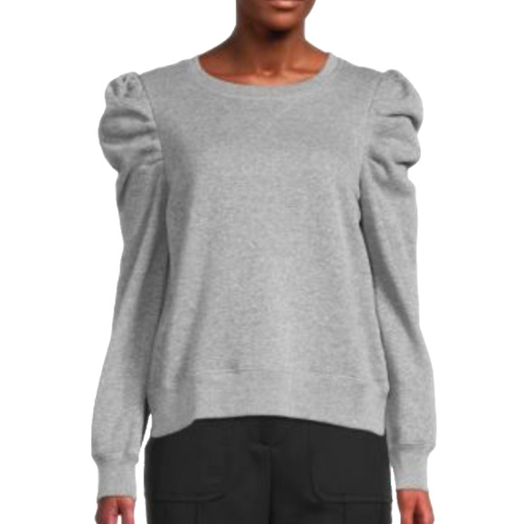 Womens Rebecca Minkoff Janine Puff Sleeve Coquette Preppy Gray Sweatshirt Small - Picture 2 of 9